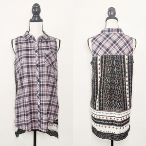 🦋LAST🦋 NWT Oddi Plaid Contrast Sleeveless Top, Size Medium